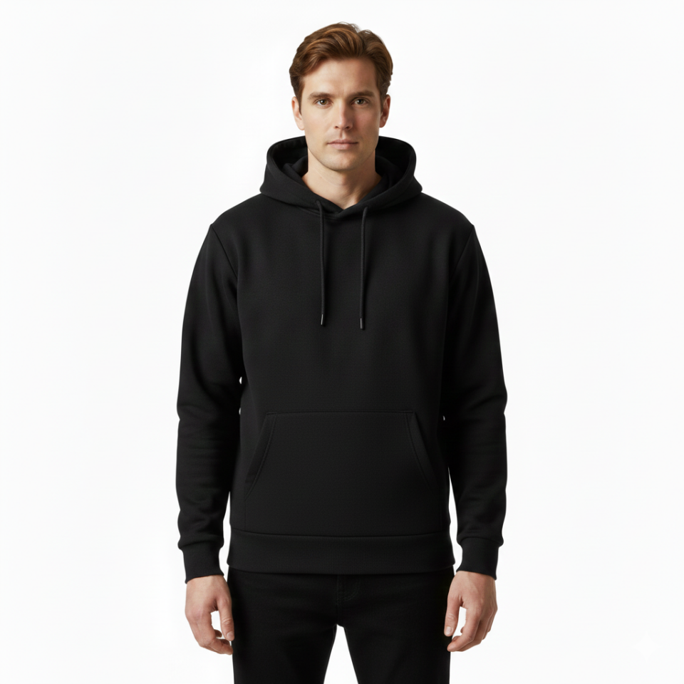 Şardonlu Kapüşonlu Sweatshirt – Siyah