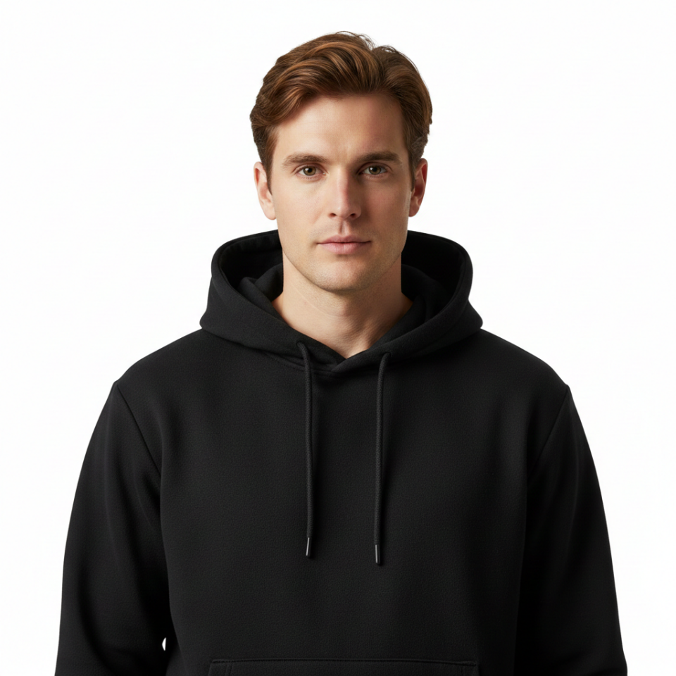 Şardonlu Kapüşonlu Sweatshirt – Siyah