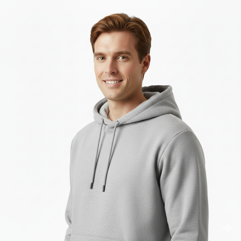 Şardonlu Kapüşonlu Sweatshirt – Açık Gri