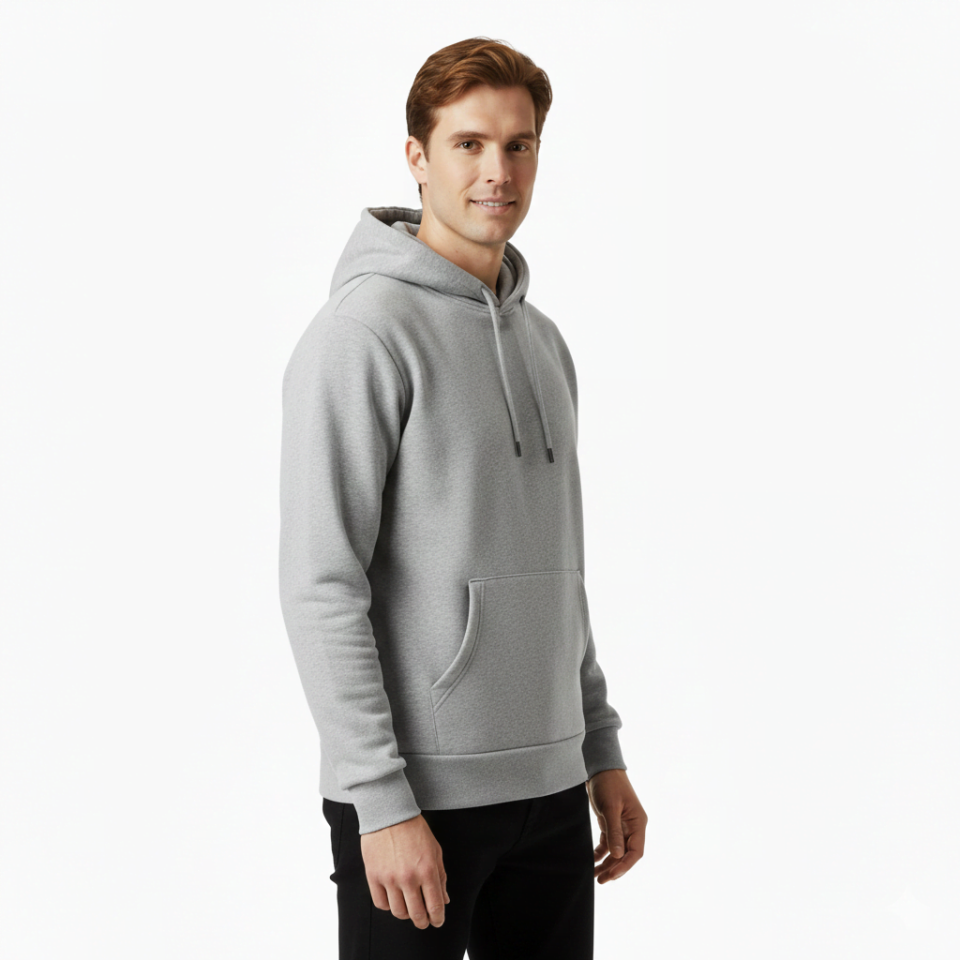 Şardonlu Kapüşonlu Sweatshirt – Açık Gri