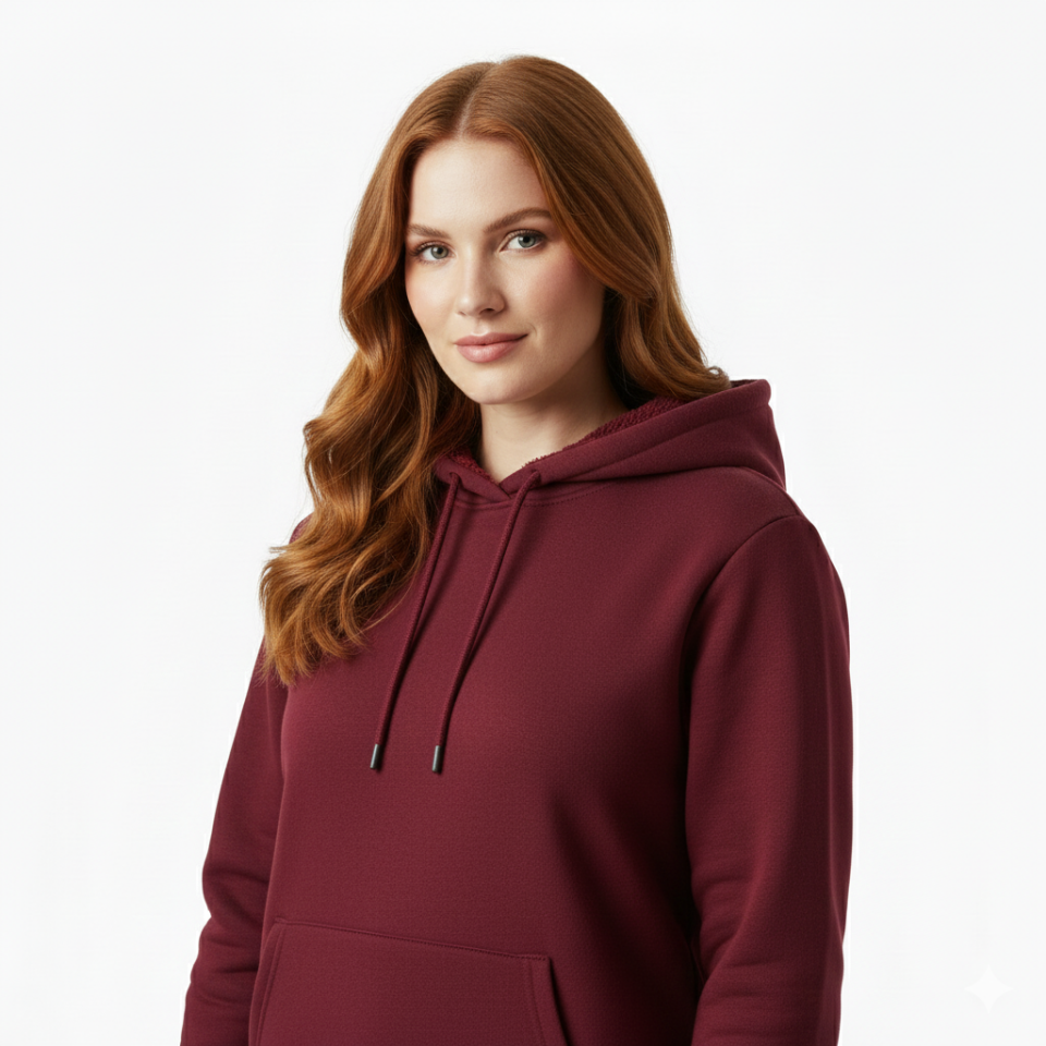 Şardonlu Kapüşonlu Sweatshirt – Bordo