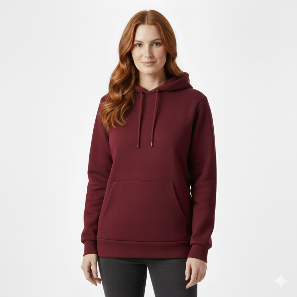 Şardonlu Kapüşonlu Sweatshirt – Bordo