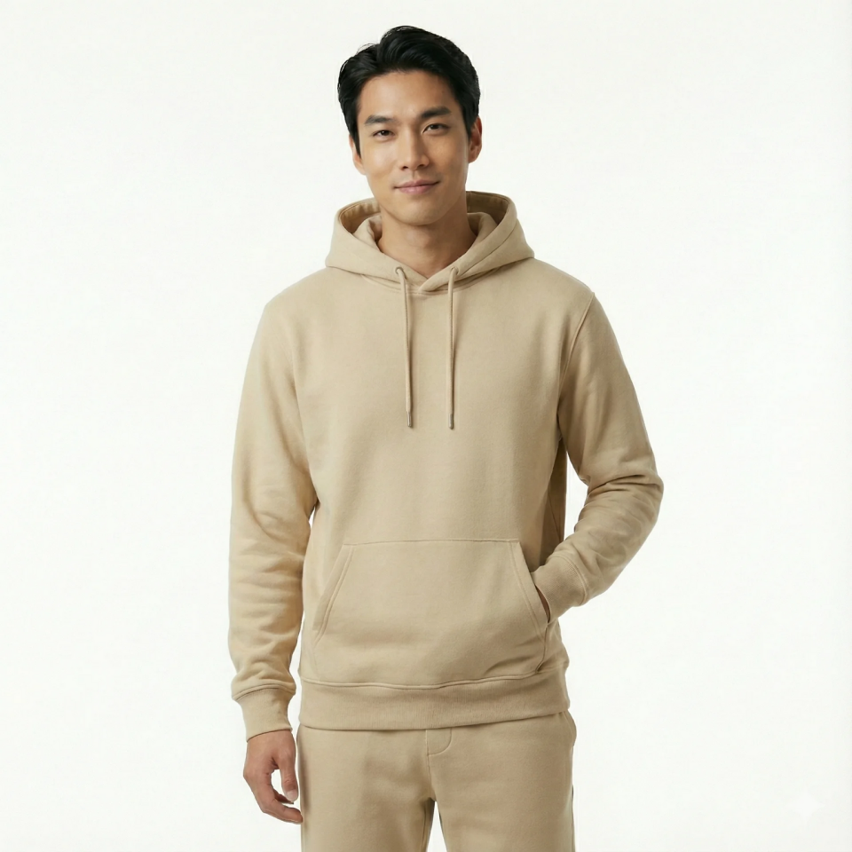 Şardonlu Kapüşonlu Sweatshirt – Bej