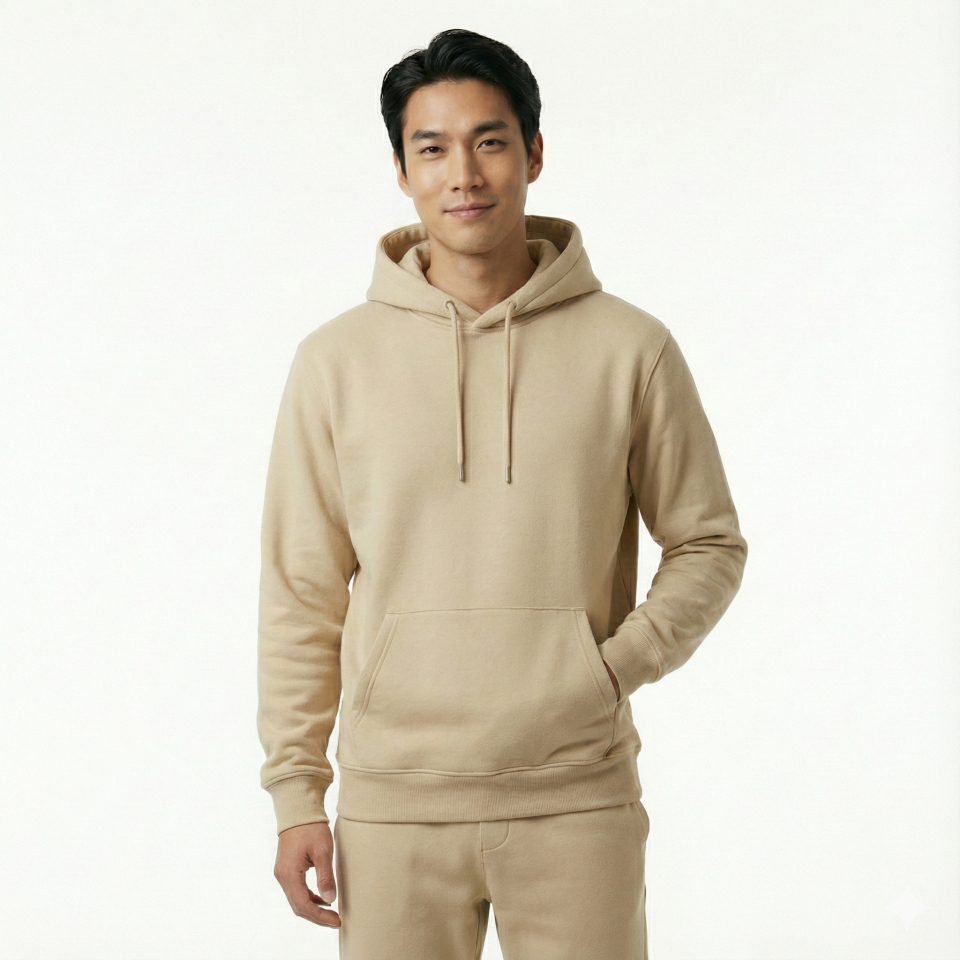 Şardonlu Kapüşonlu Sweatshirt – Bej