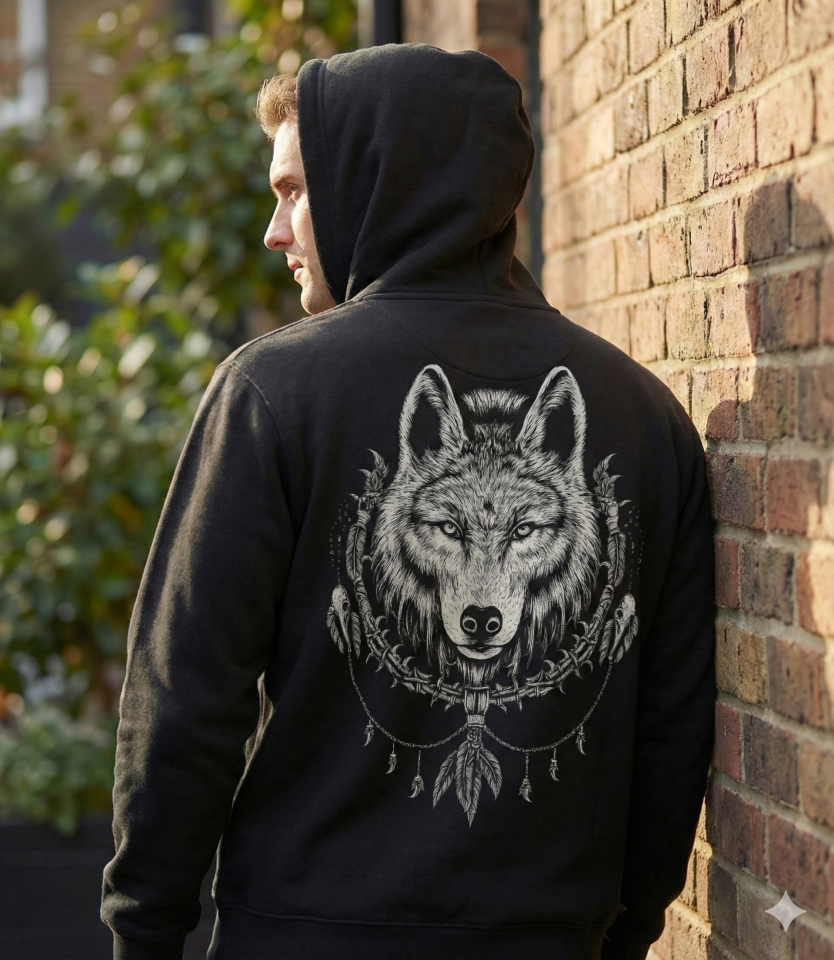 Kurt Baskılı Şardonlu Kapüşonlu Sweatshirt – Siyah