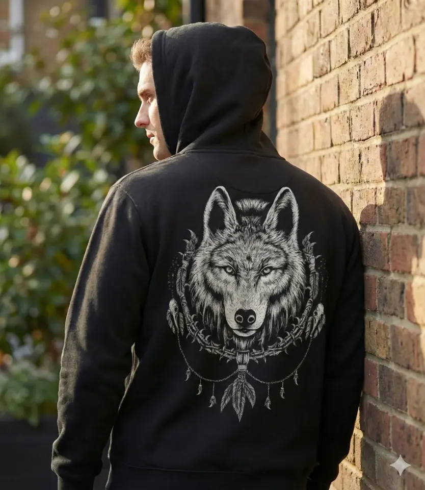 Kurt Baskılı Şardonlu Kapüşonlu Sweatshirt – Siyah